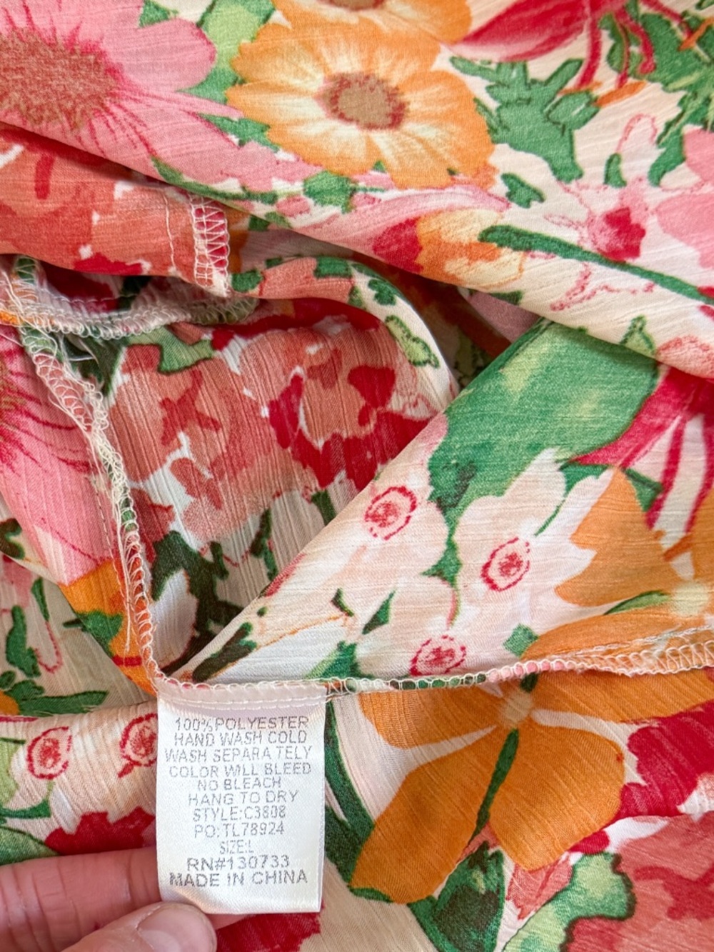 Umgee Cream Pink Floral Satin Ruffle Short Flutter Sleeve Midi Dress size Large - Picture 8 of 8